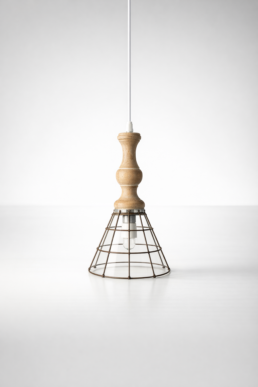 Hanging Glass Shade Wood Fitting