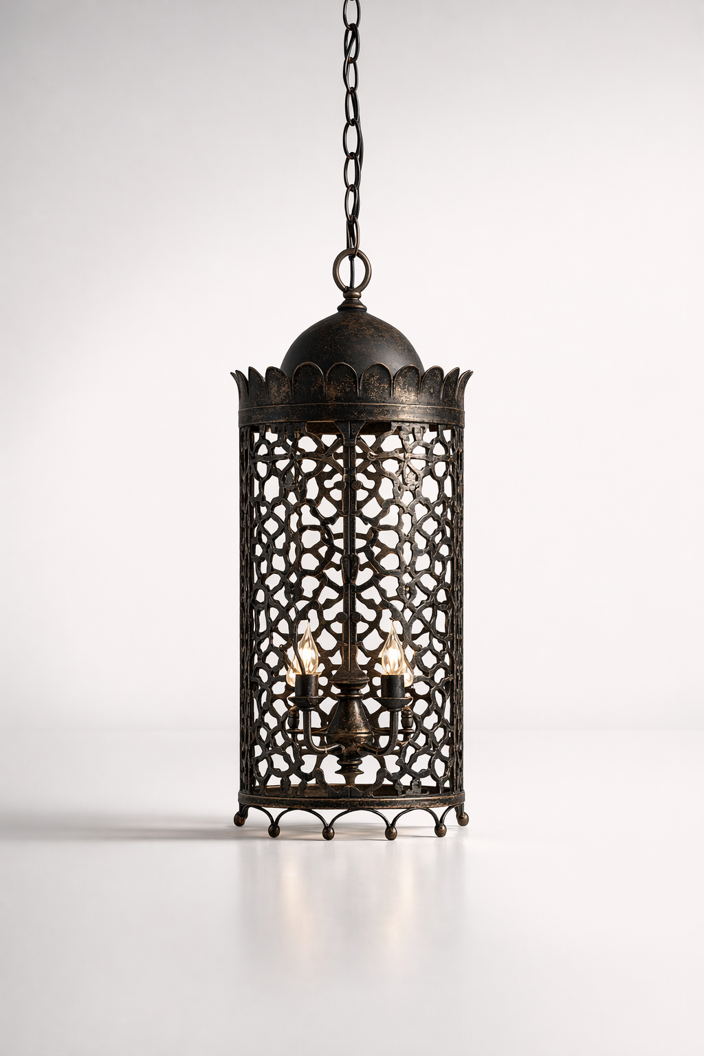 Moroccan Black & Gold Hanging Electric Light
