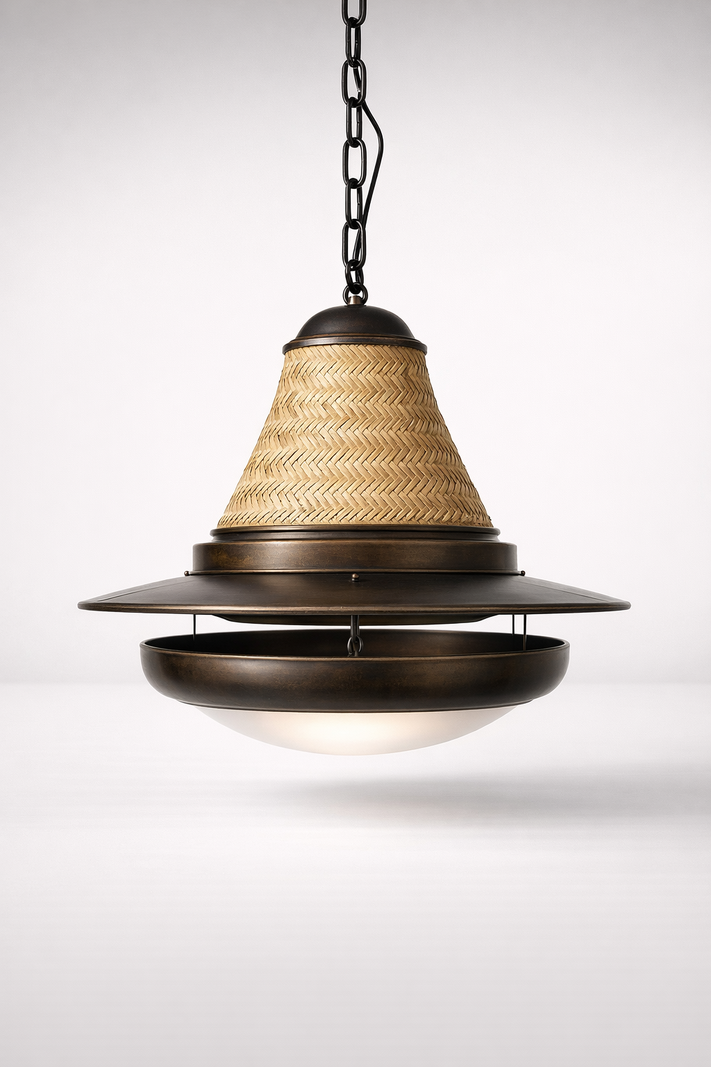 Hanging Light With Metal And Bamboo