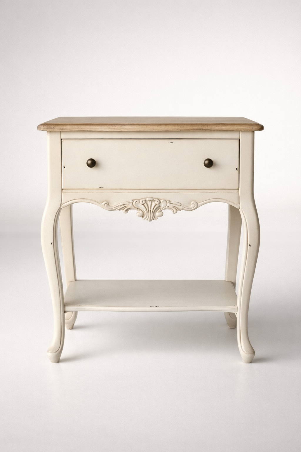 Off White Distressed 1 Drawer Bedside