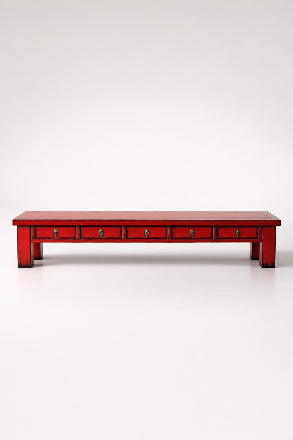 5 Drawer Red Long TV Cupboard