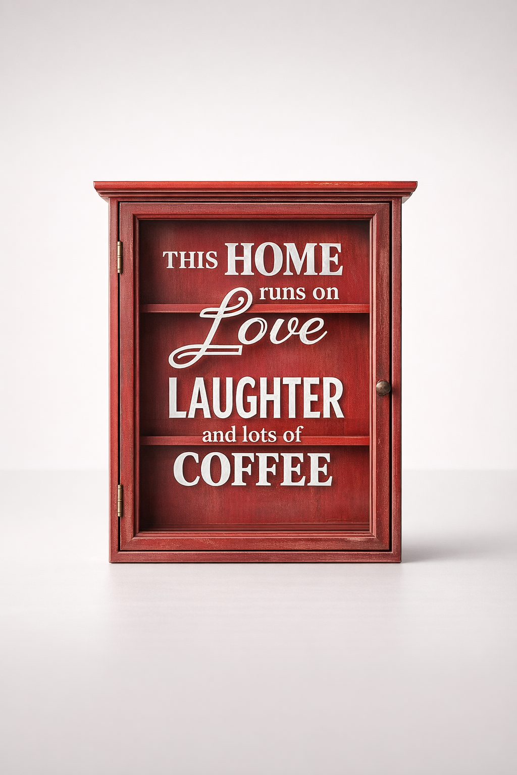 Red Wood Cabinet Glass Door Love
