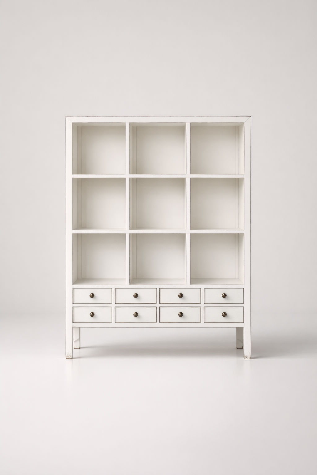 White 8 Drawer 3 Shelf Book Cabinet