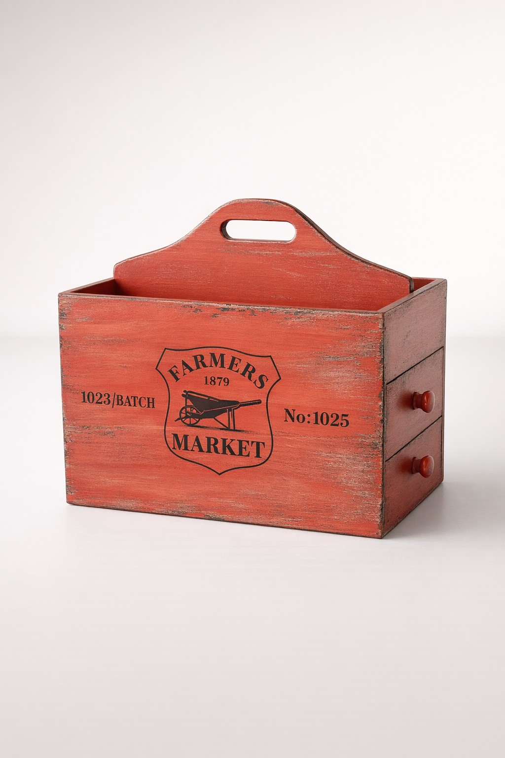 Red Wooden 2 Drawer Box