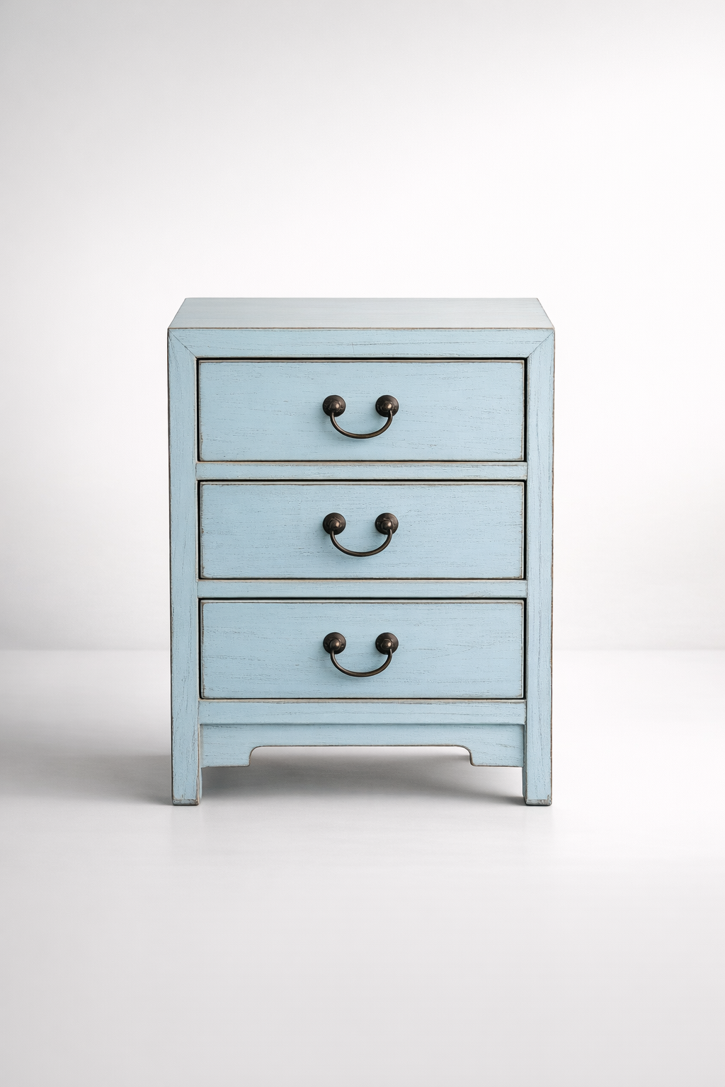 Blue Grey 3 Drawer Bedside