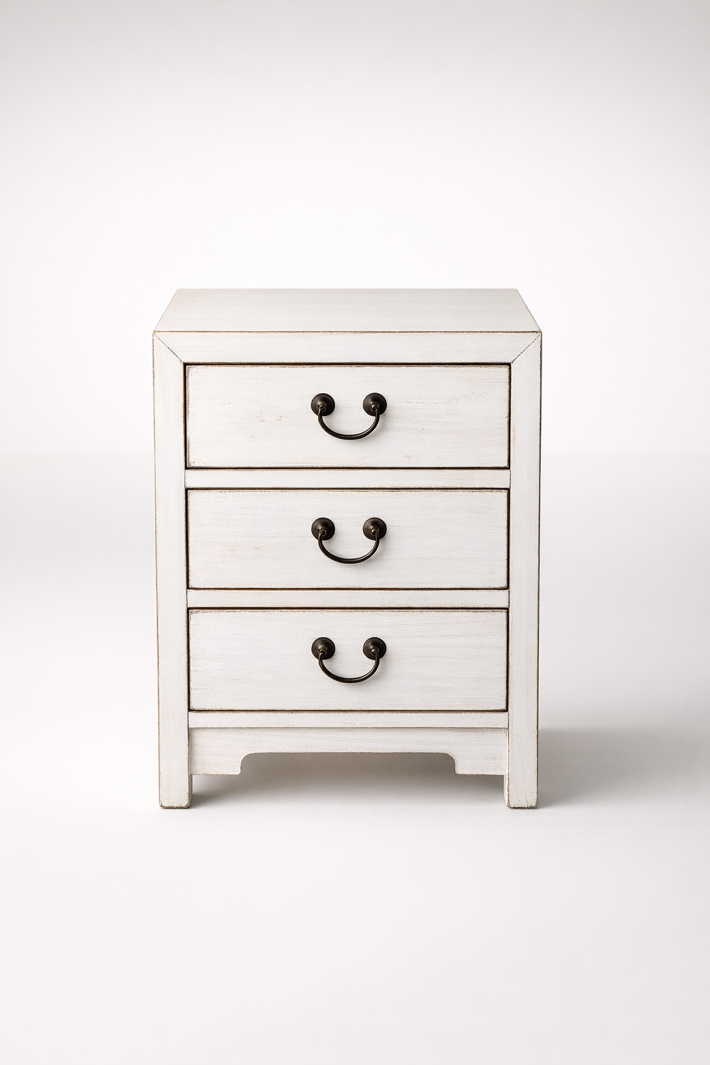 White 3 Drawer Bedside