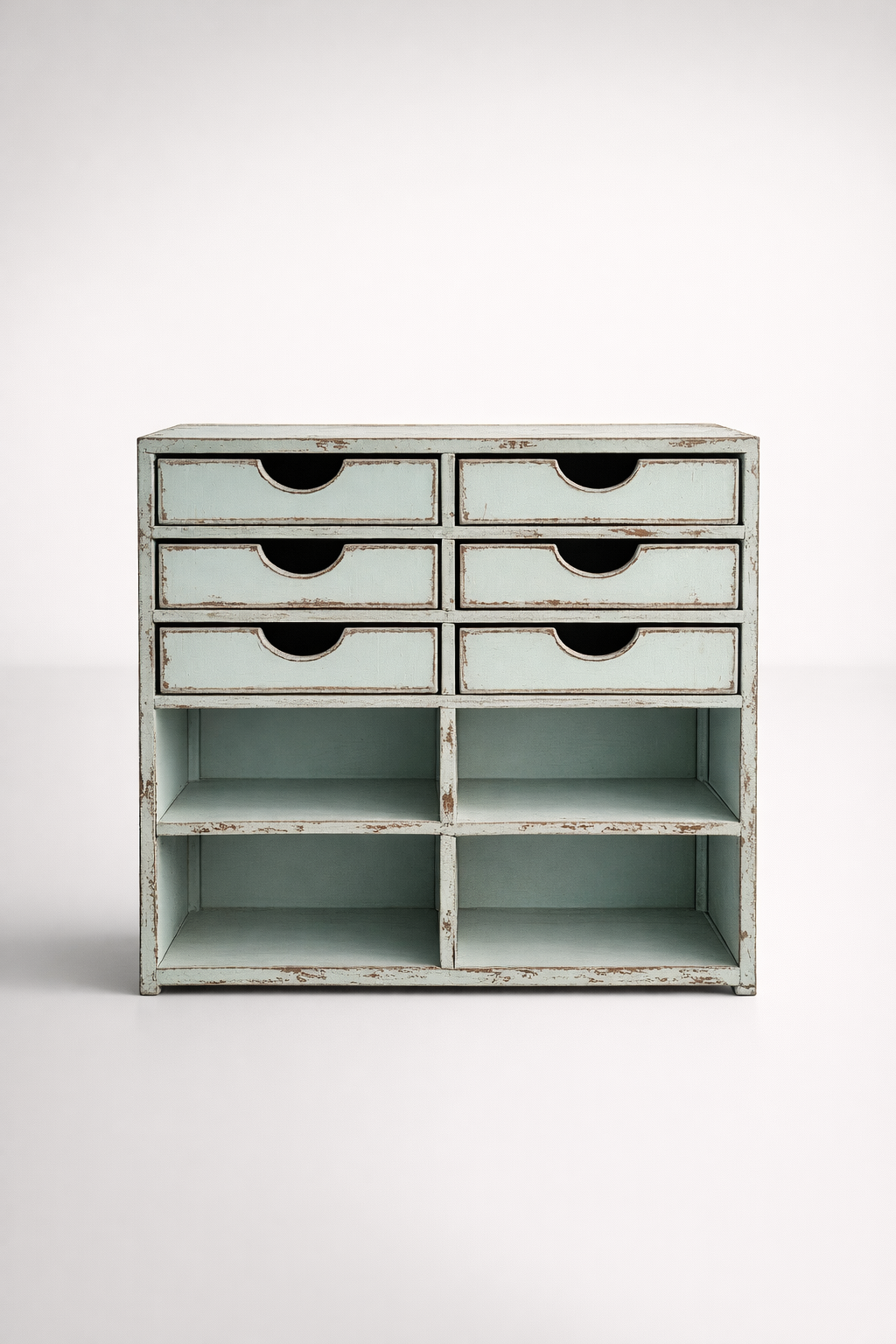 Grey Green Iron 6 Draw Cabinet