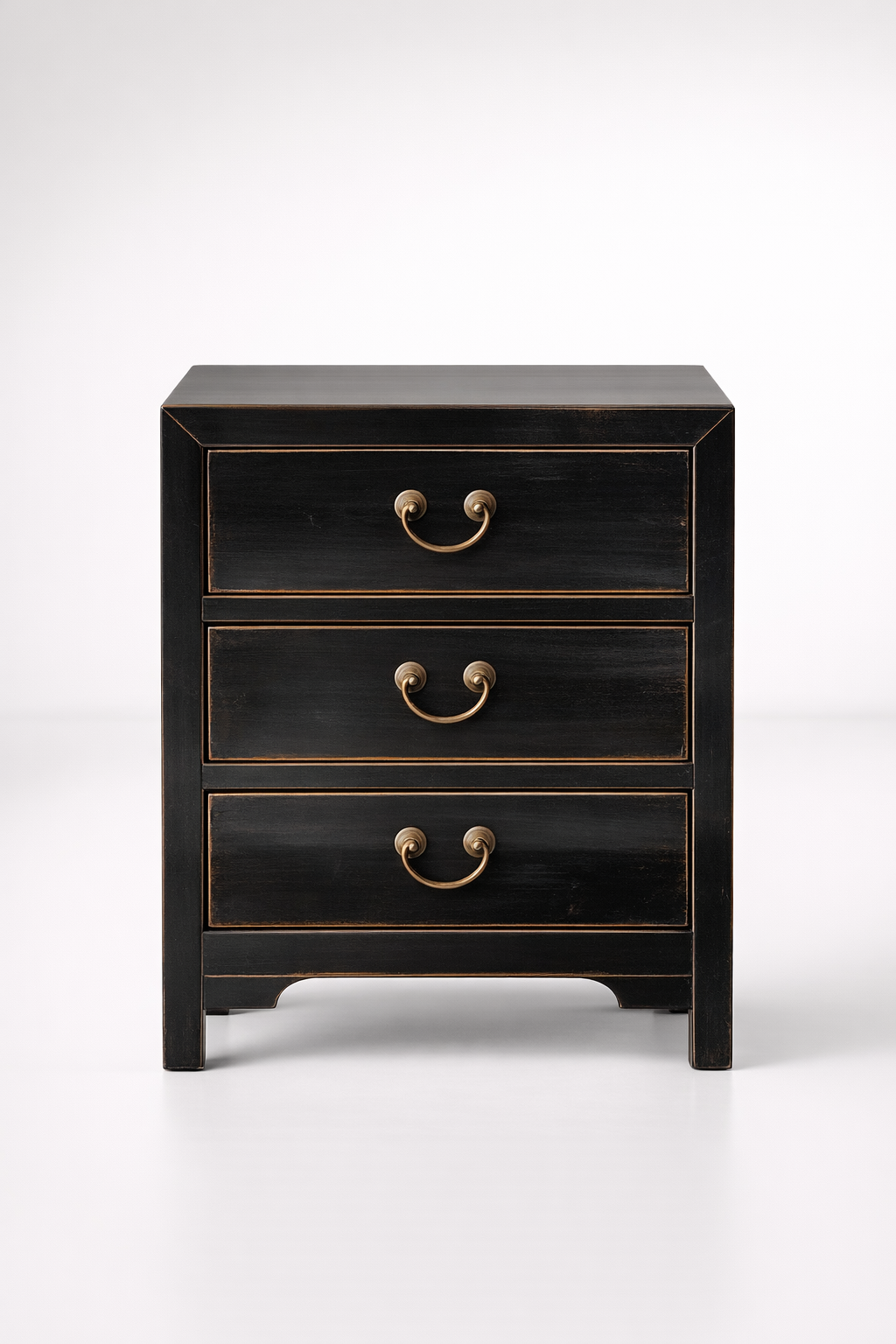 Black 3 Drawer Bedside