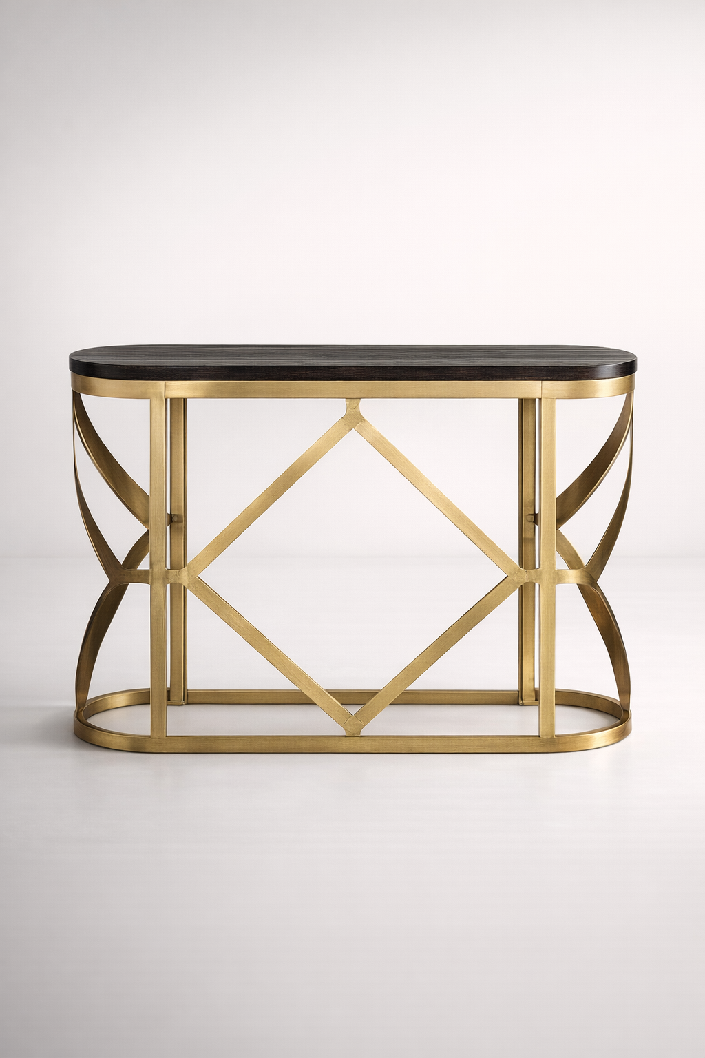 Gold Metal Oval Table Wooden Top