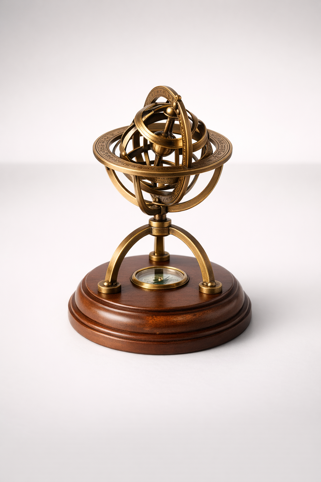 Small Brass Armillary Star Sign & Compass