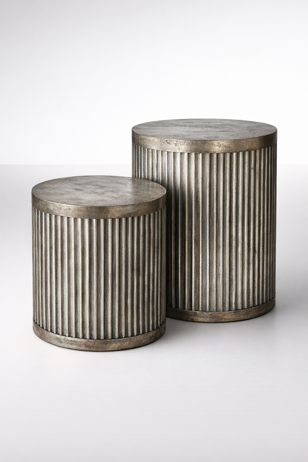 Set Of 2 Metal Drum Tables