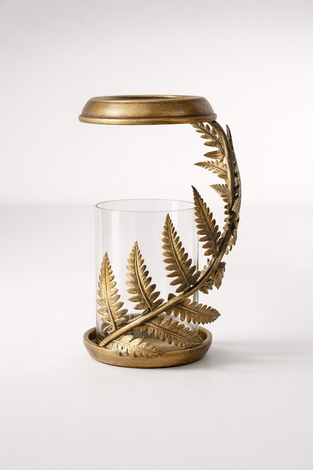 Gold Metal Fern Candle Holder