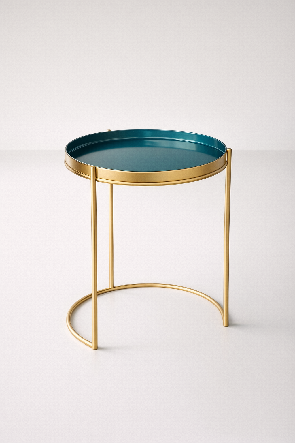 Teal Blue Round Metal Table