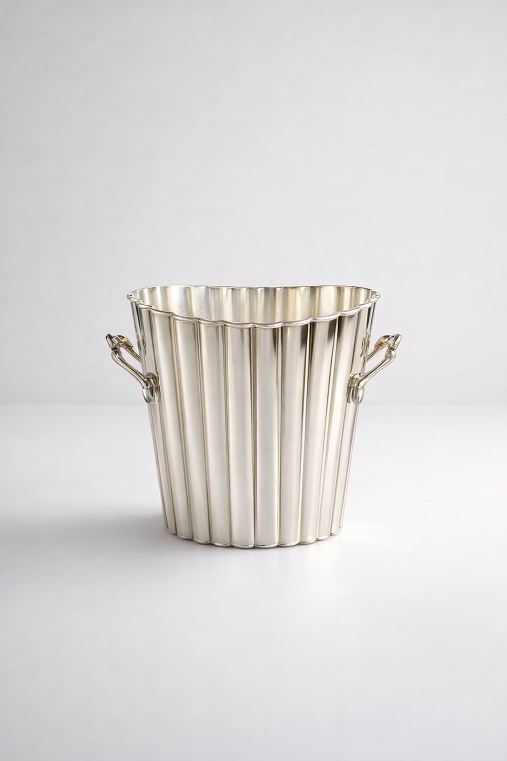 Large Round Silver Fluted Wine Cooler