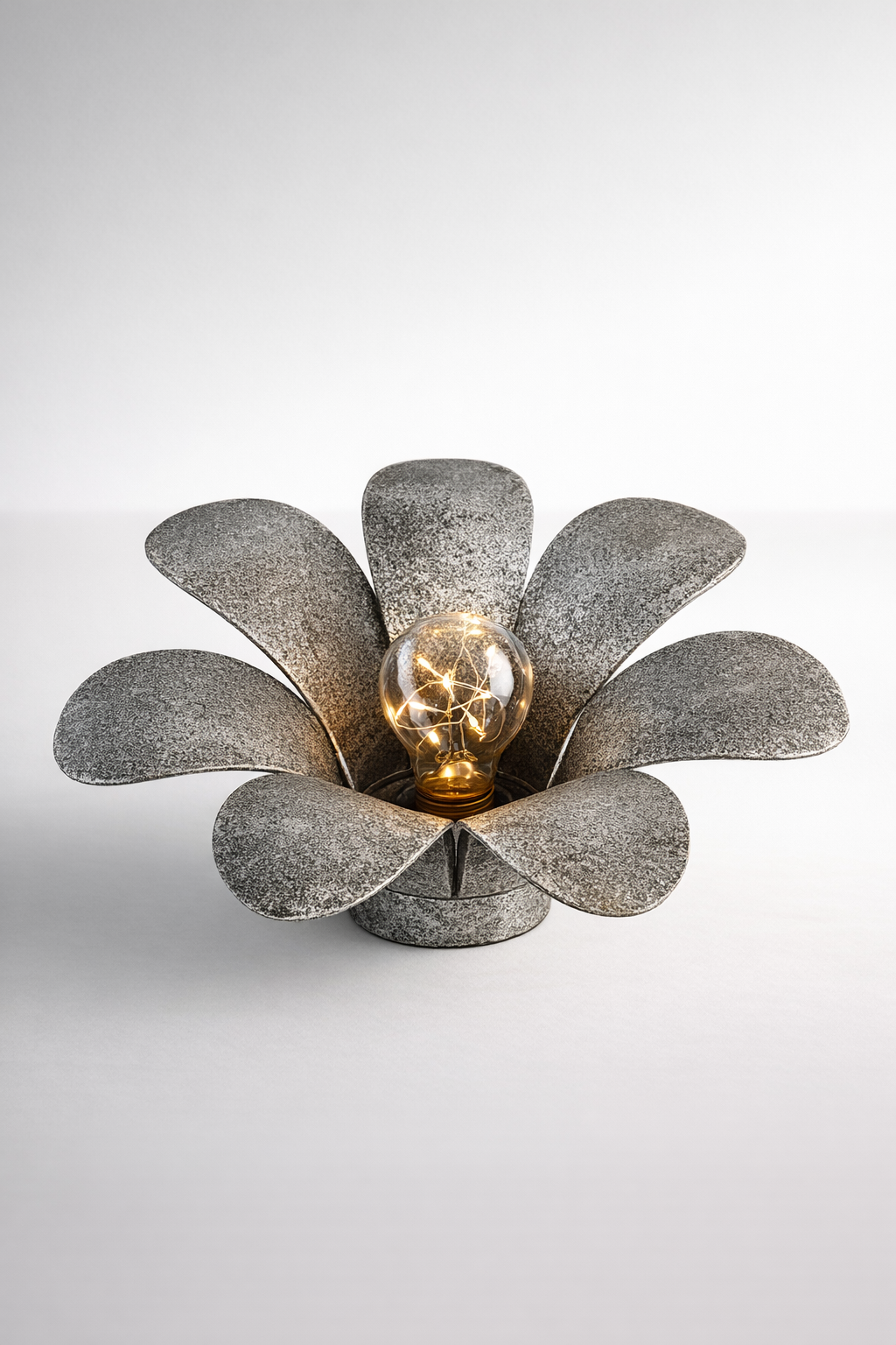 LED Battery Operated Silver Metal Flower Light