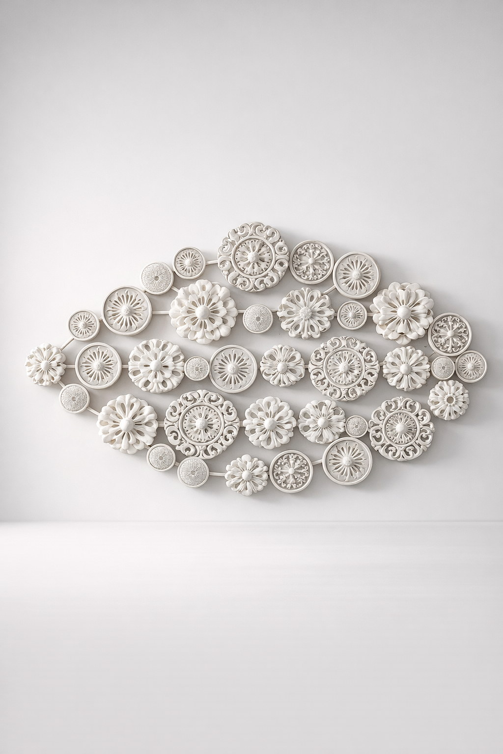 Oblong Metal Flower Detail Wall Decor