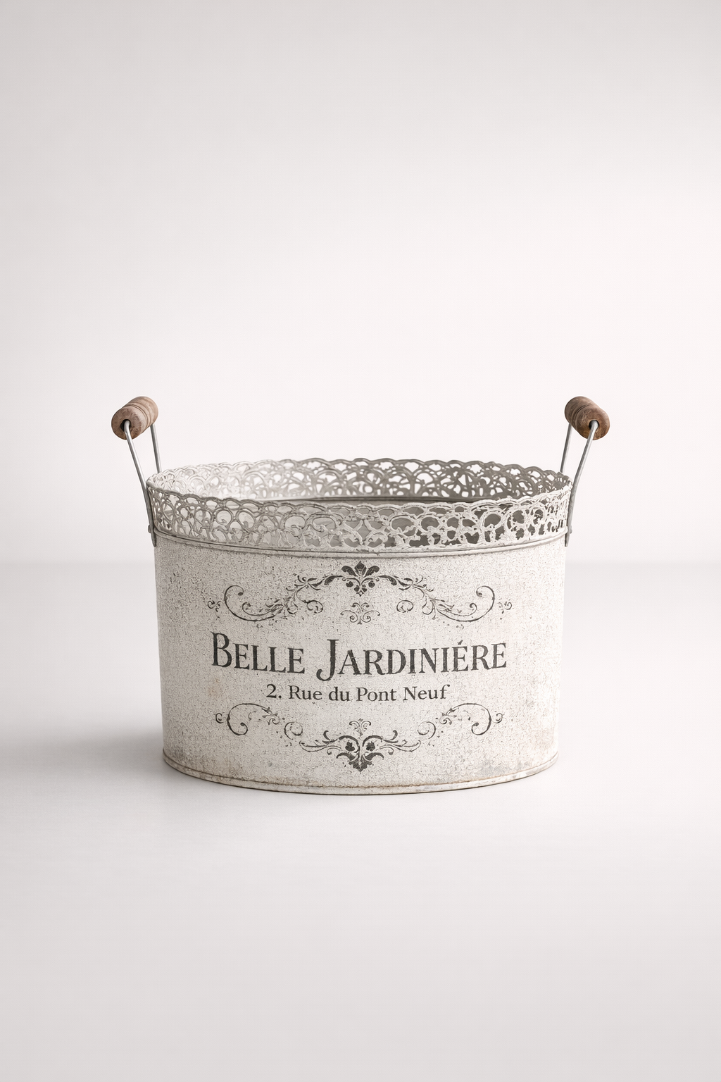Set Of 3 Oval Filigree Metal Planters