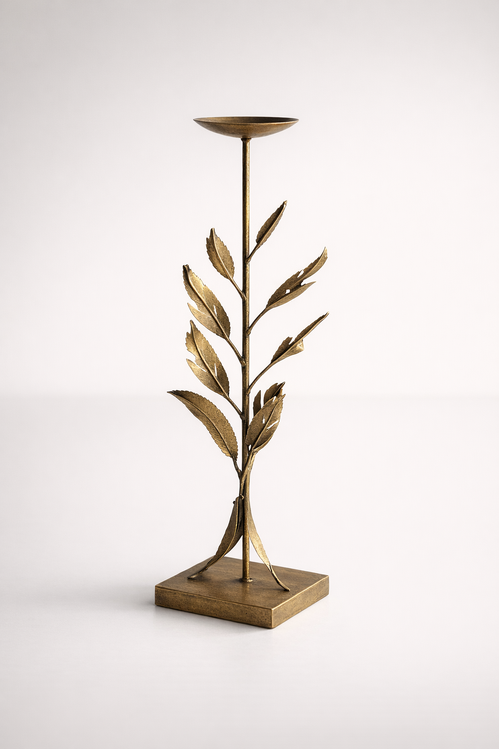 Gold Metal Leaf Candle Stick