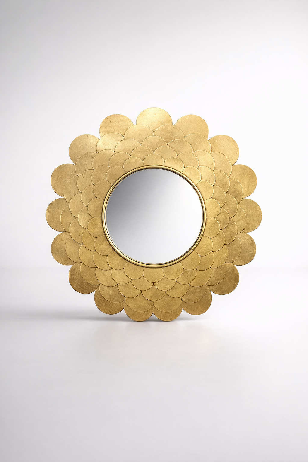 Gold Metal Round Petal Mirror