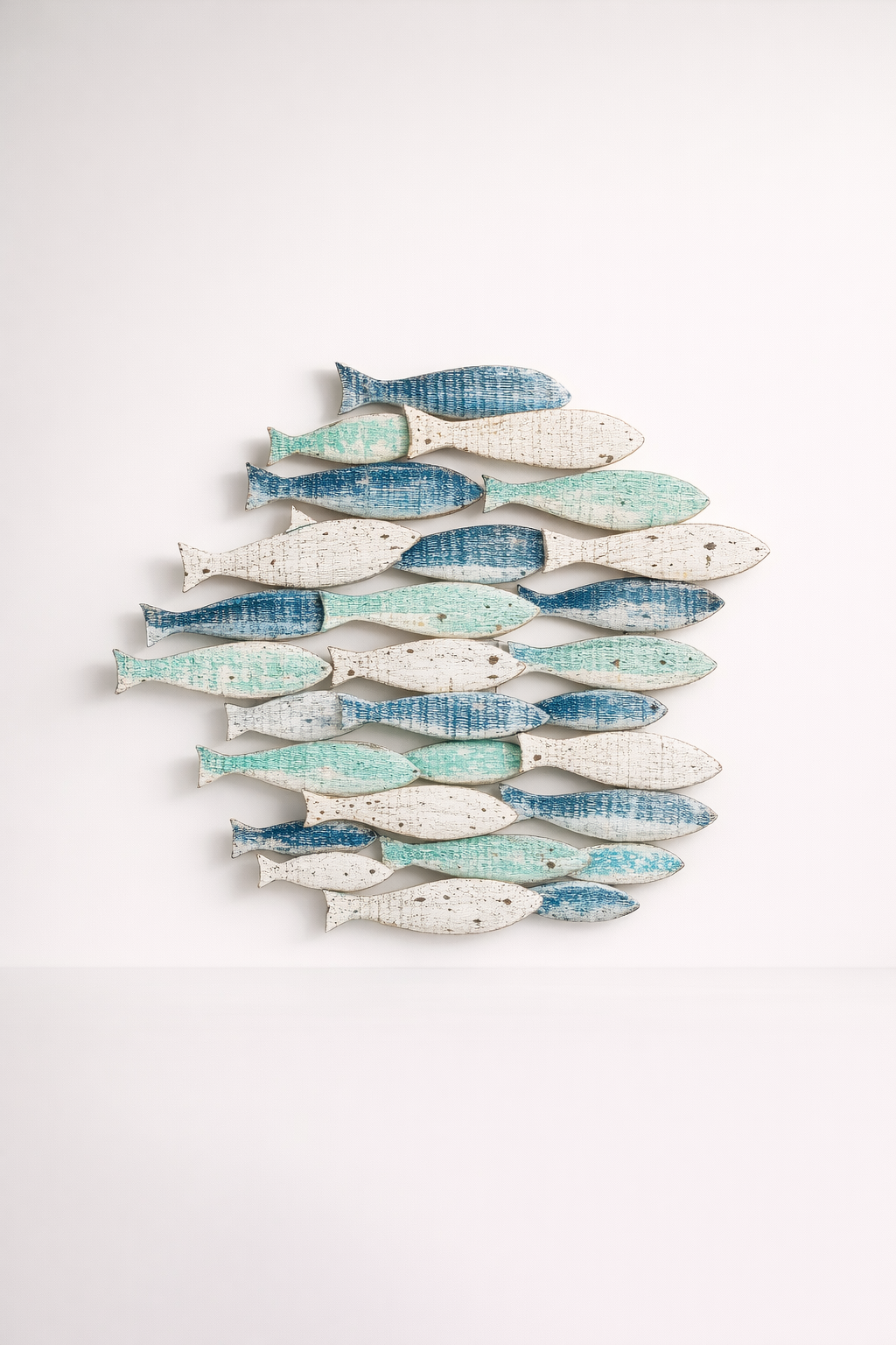 Aqua & White Metal Swimming Fish