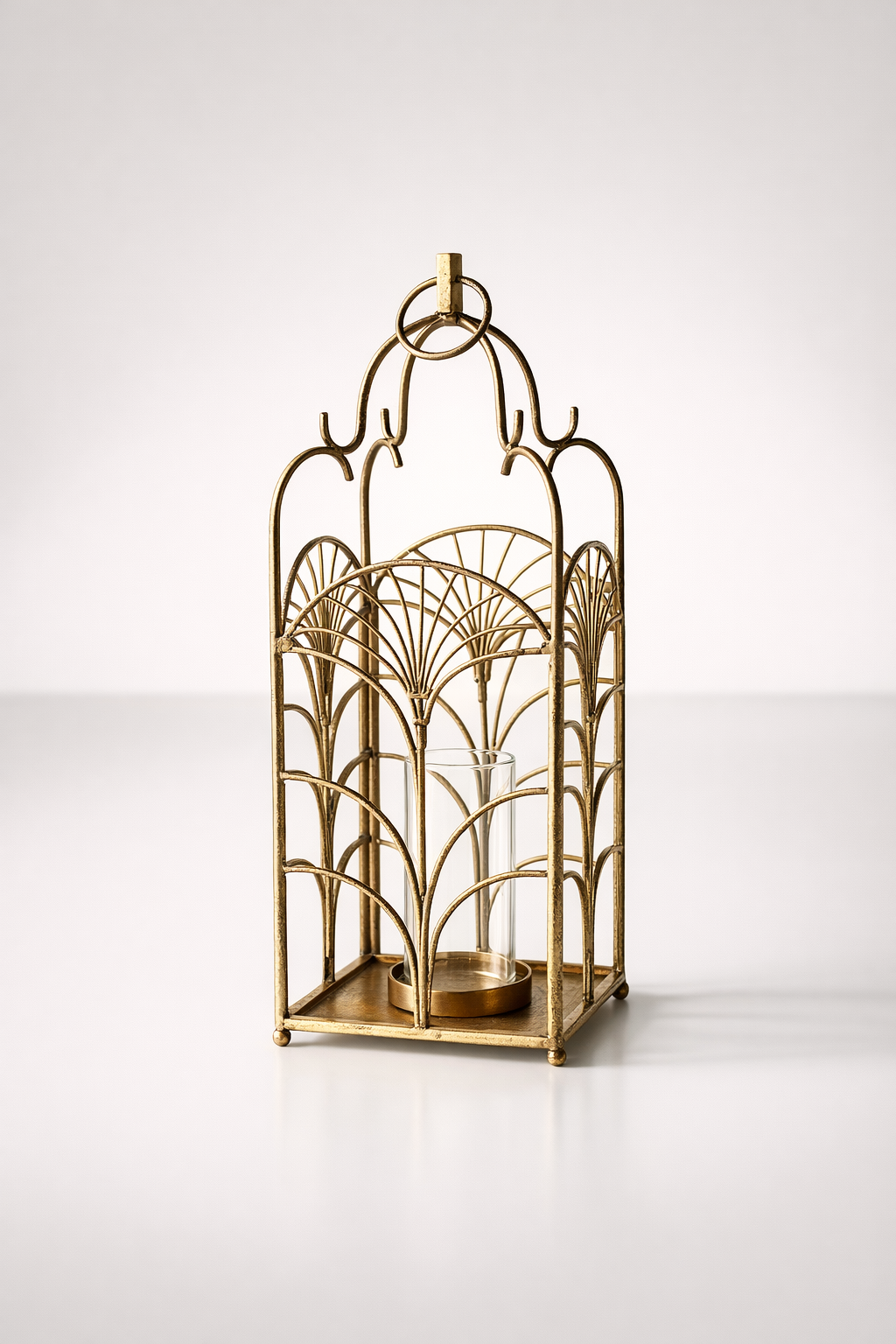Gold Fan Shaped Candle Holder