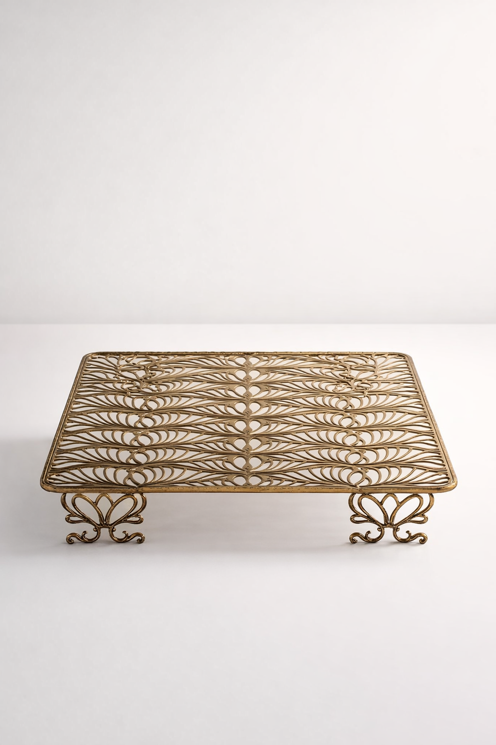 Gold Metal Cut-Out Tray On Feet