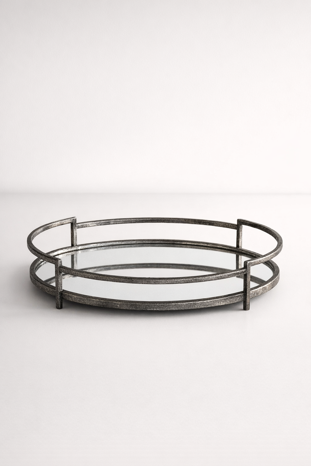 Medium Oval Silver Metal Tray