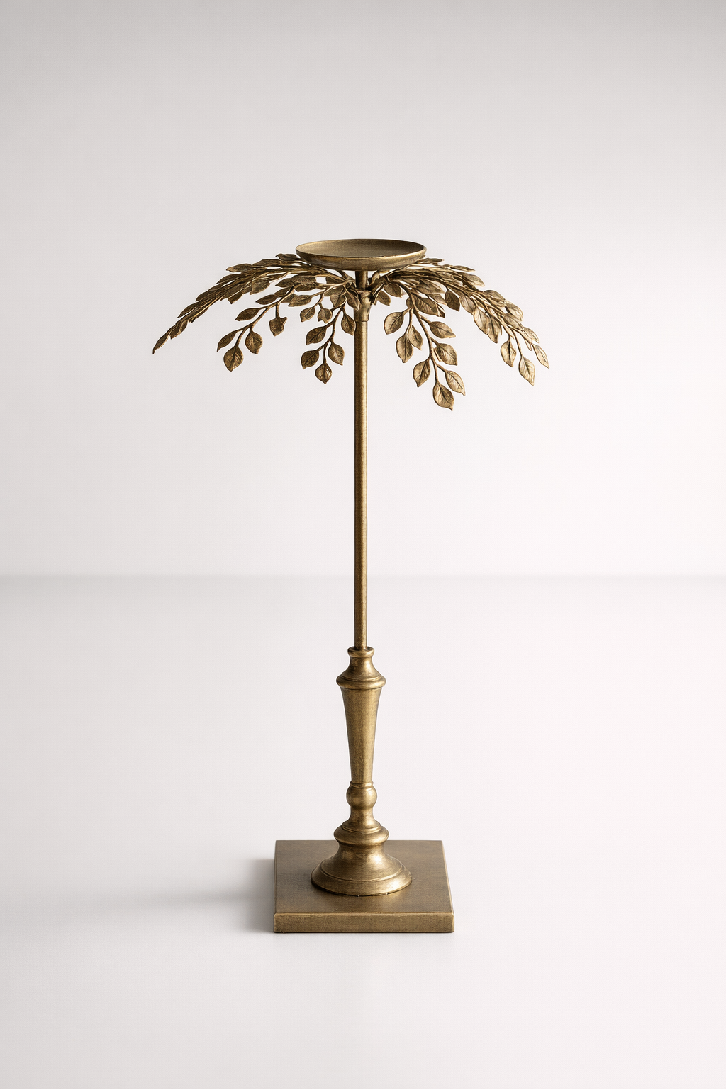 Gold Metal Leaf Candle Stick