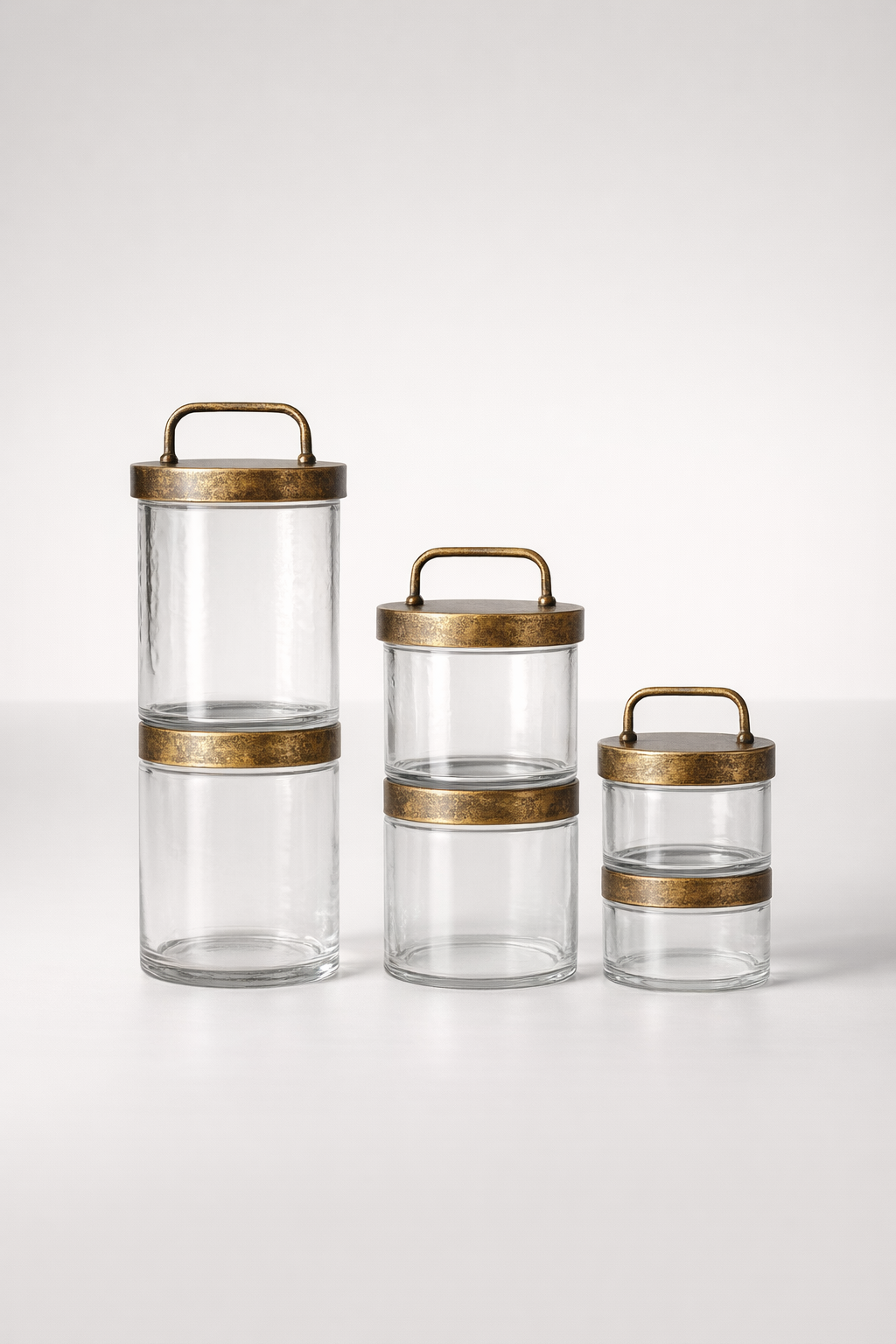 Large Glass Gold Metal Cannister