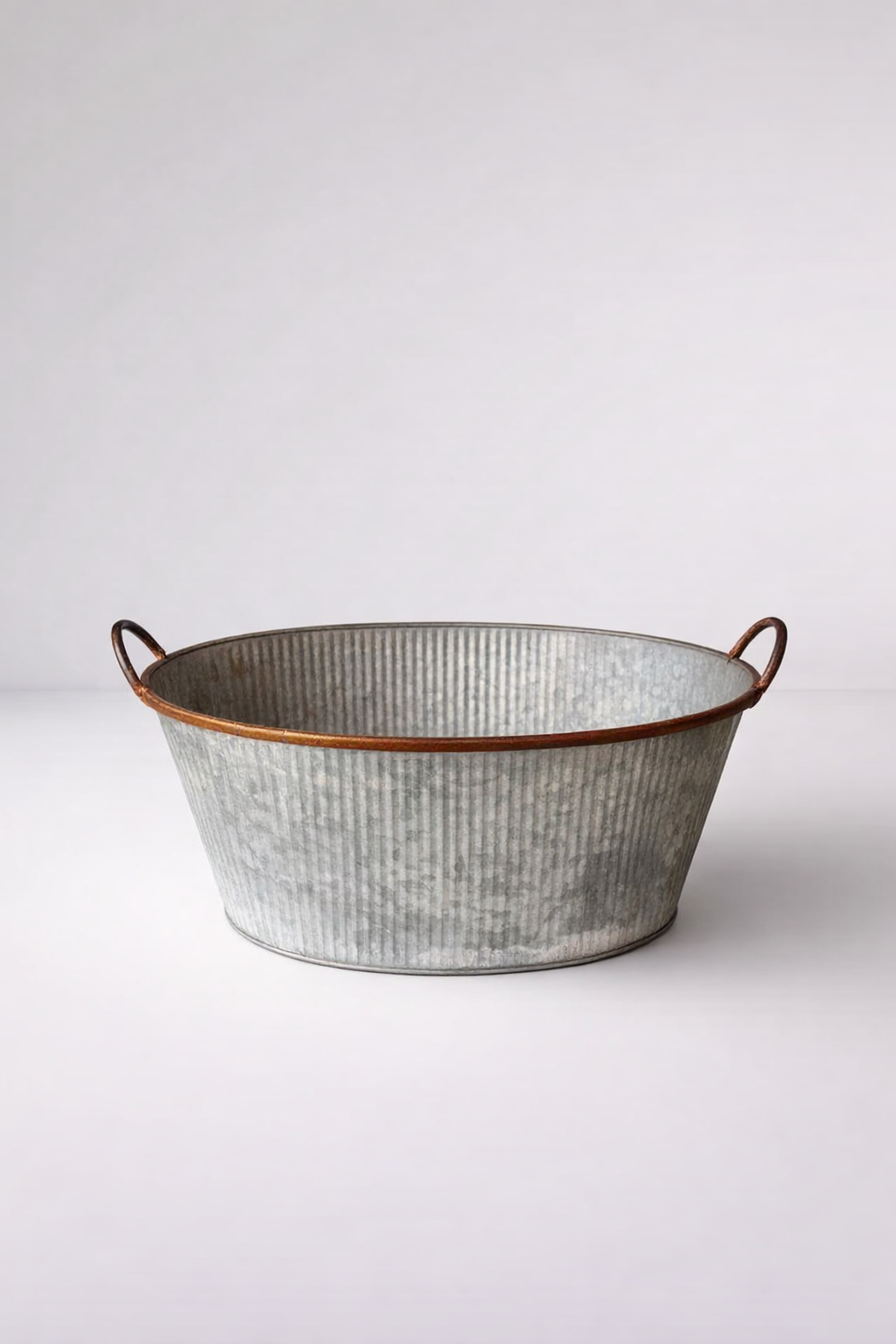 Medium Oval Metal Basin With Handles