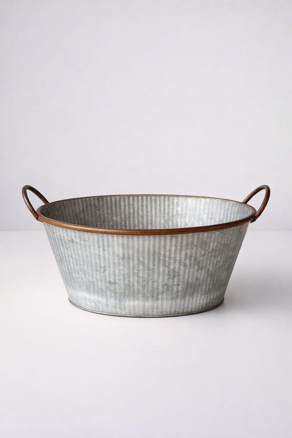 Small Oval Metal Basin With Handles