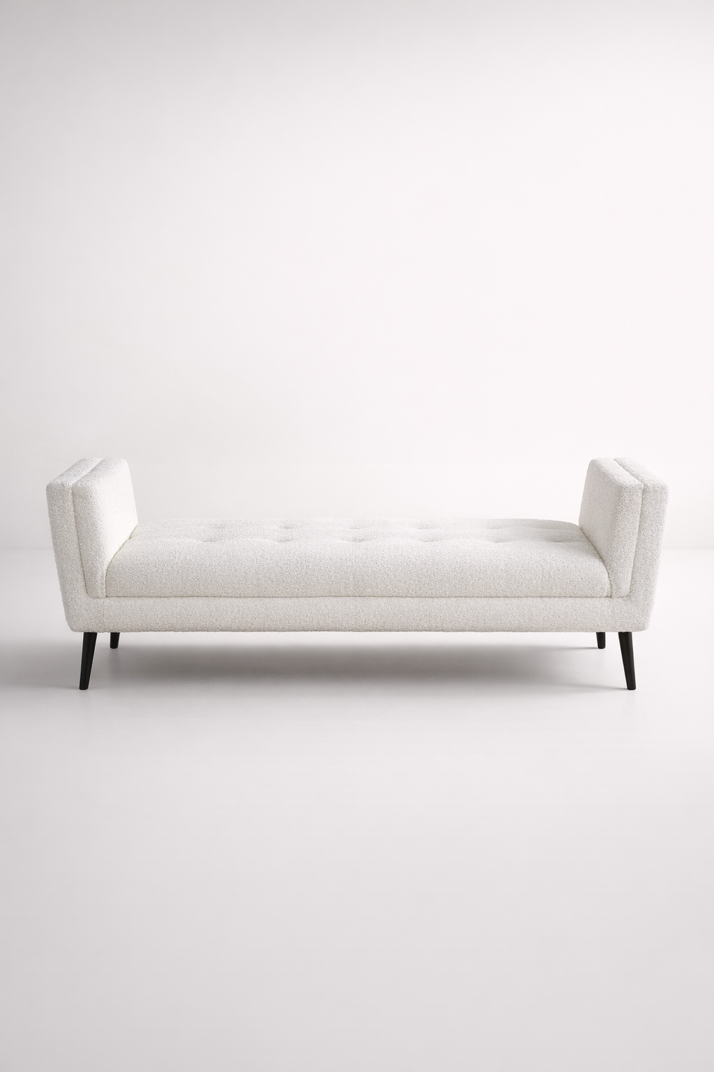 Light Cream Bench With Black Wooden Legs