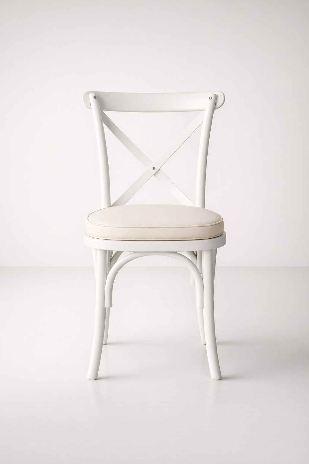 White Bentwood Outdoor Chair With Cushion