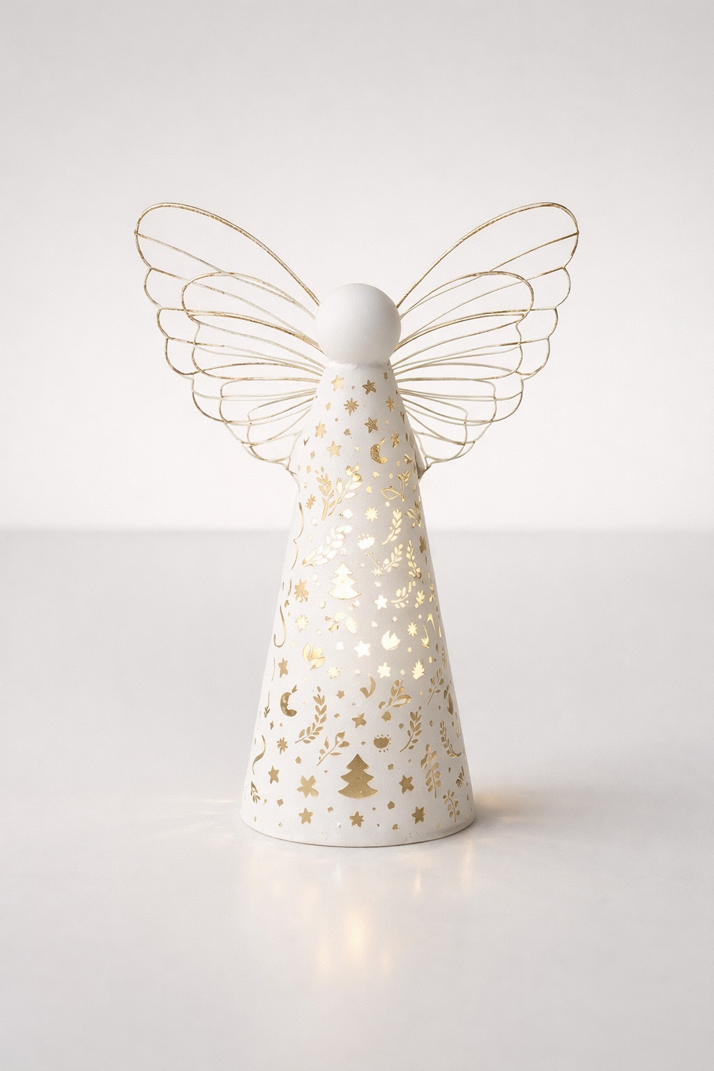 Large White Metal Angel Electric Light