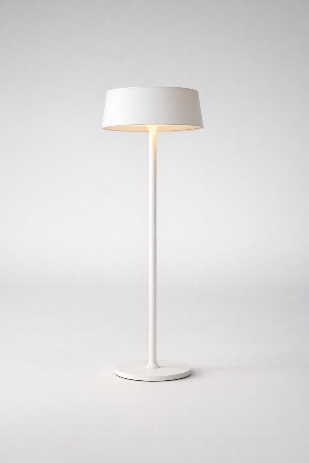 Led White Lamp With White Saucer Shade