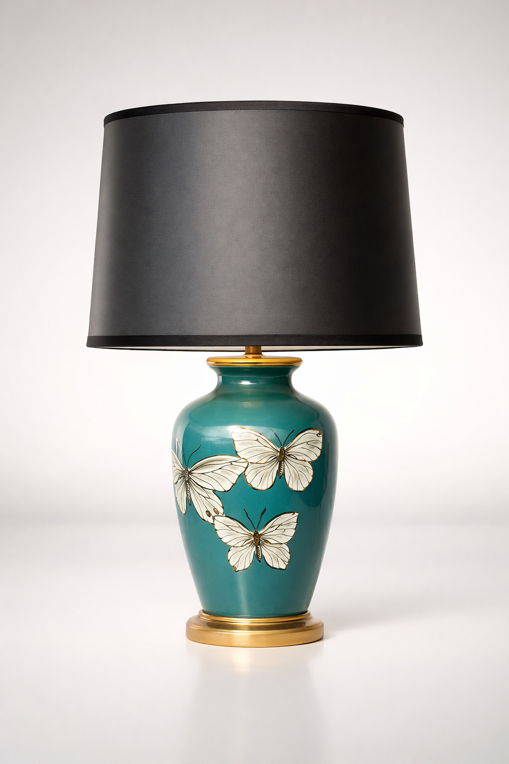 Blue 3 Butterfly Lamp Black Shade
