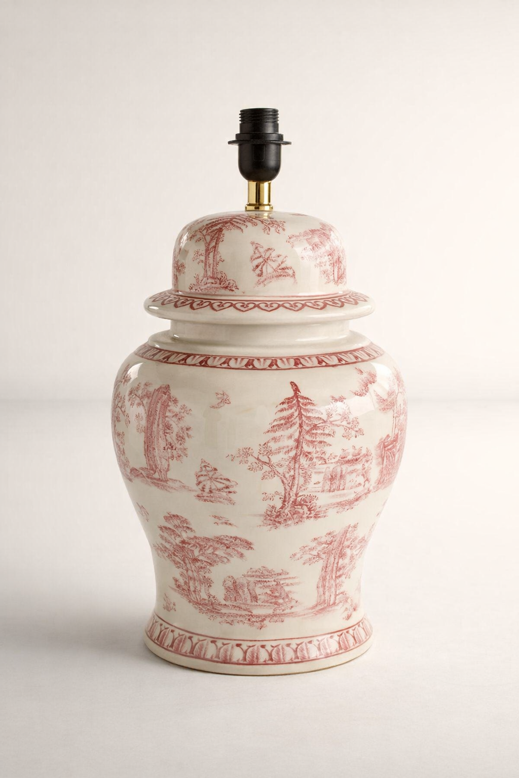 Large Pink Toile Lamp Base Only