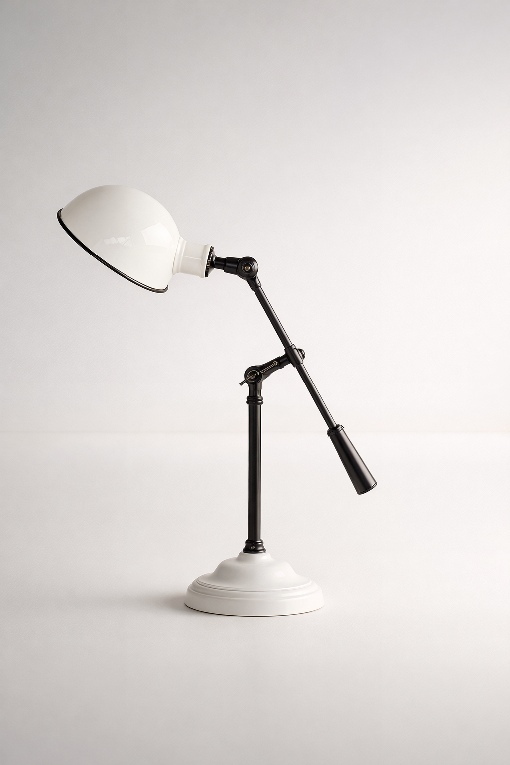 White & Black Enamel Study Lamp