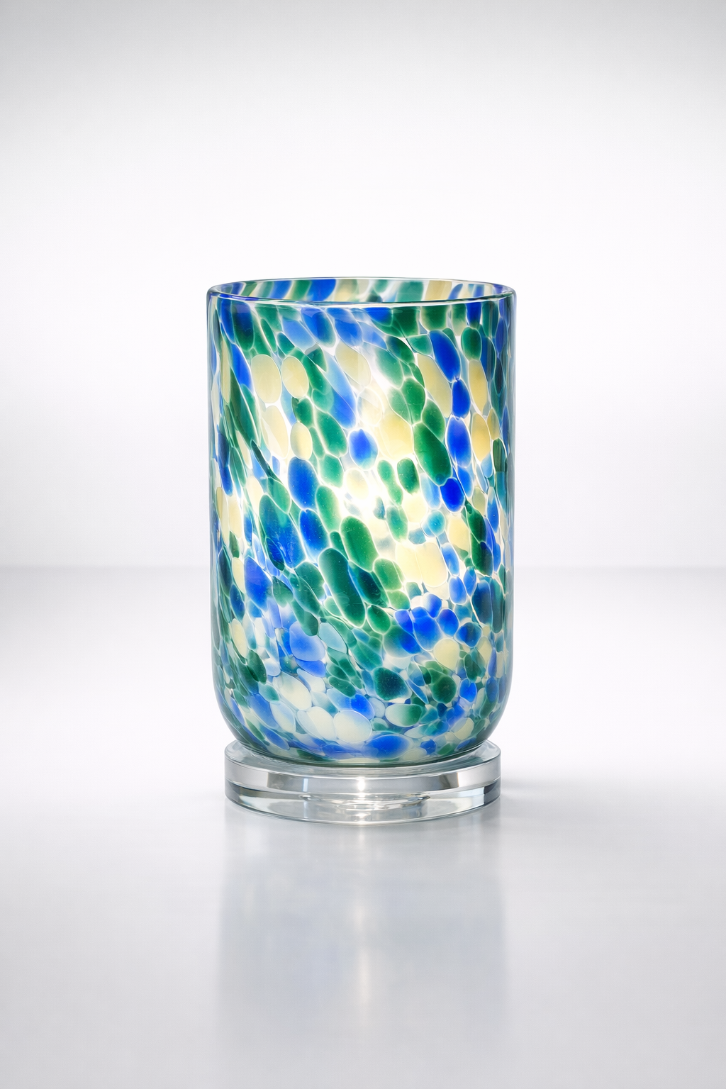 Blue & Green Splotch Glass Light Crystal Base