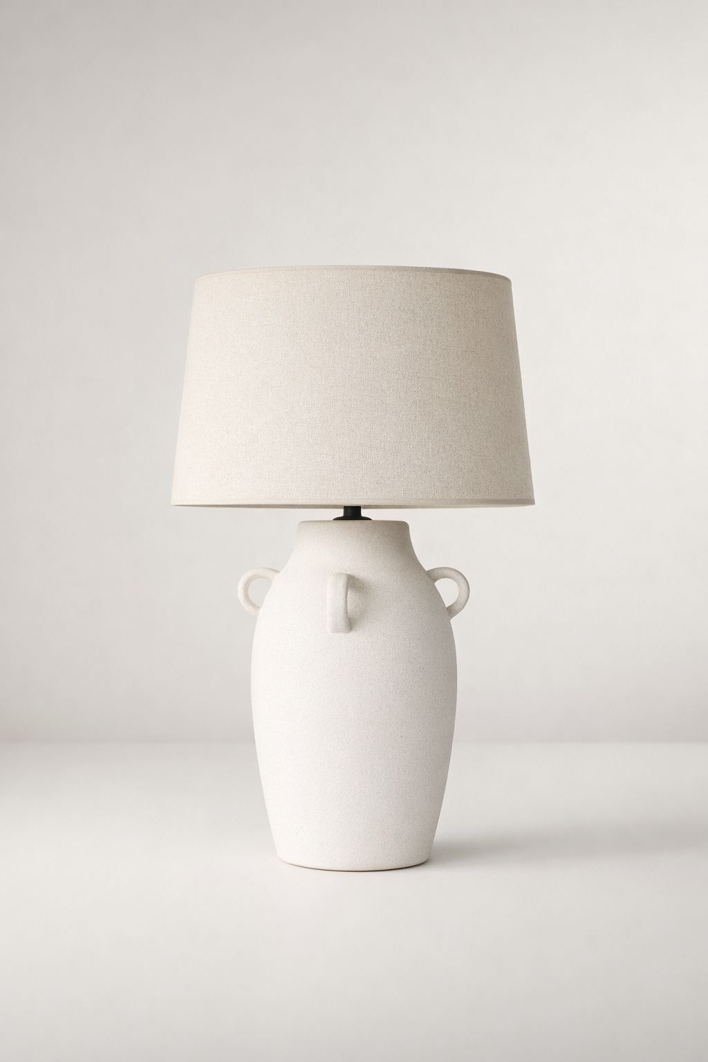 White Urn Shade Ceramic Lamp With Handles