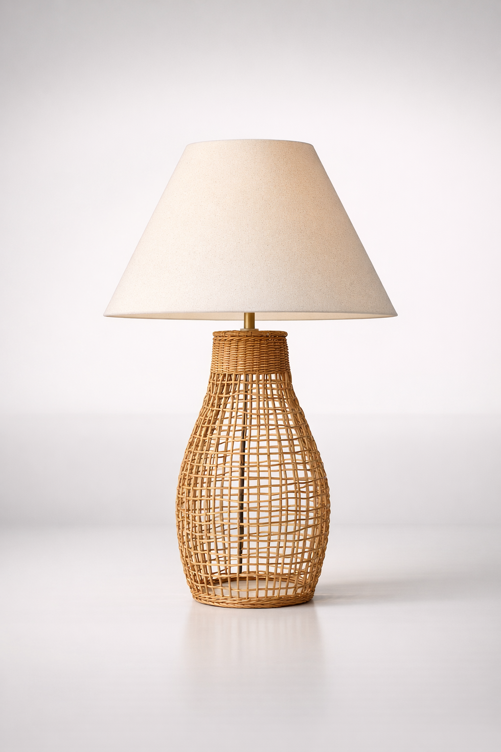 Natural Cane Lamp Base Beige Shade