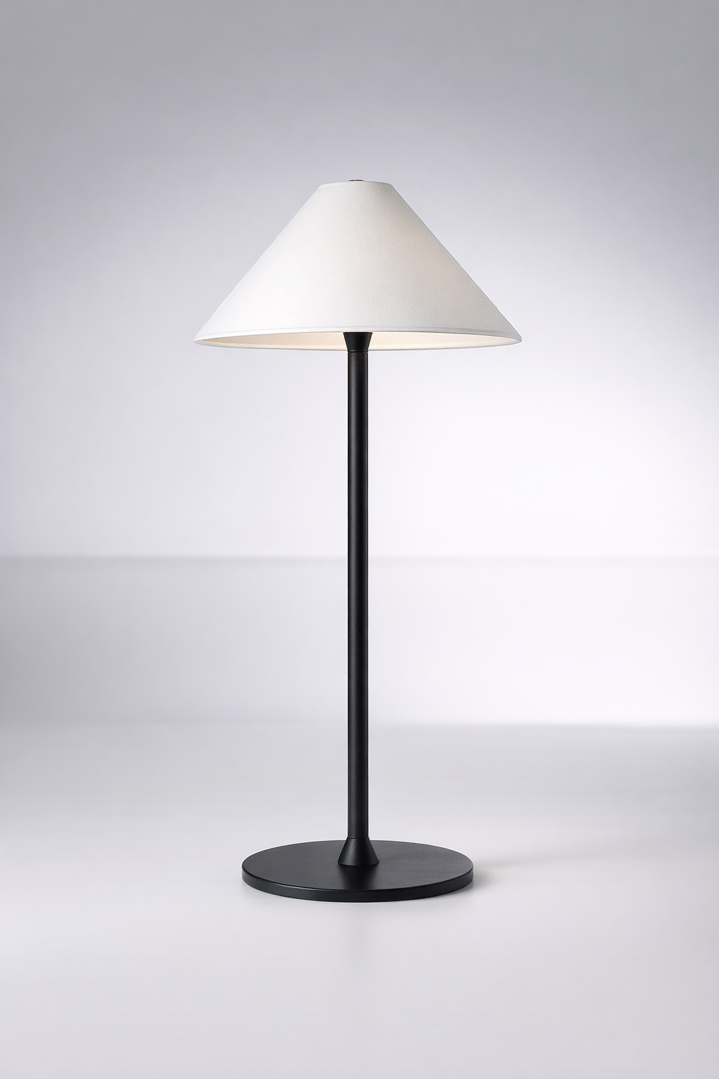 Led Black Lamp With White Chinese Shade