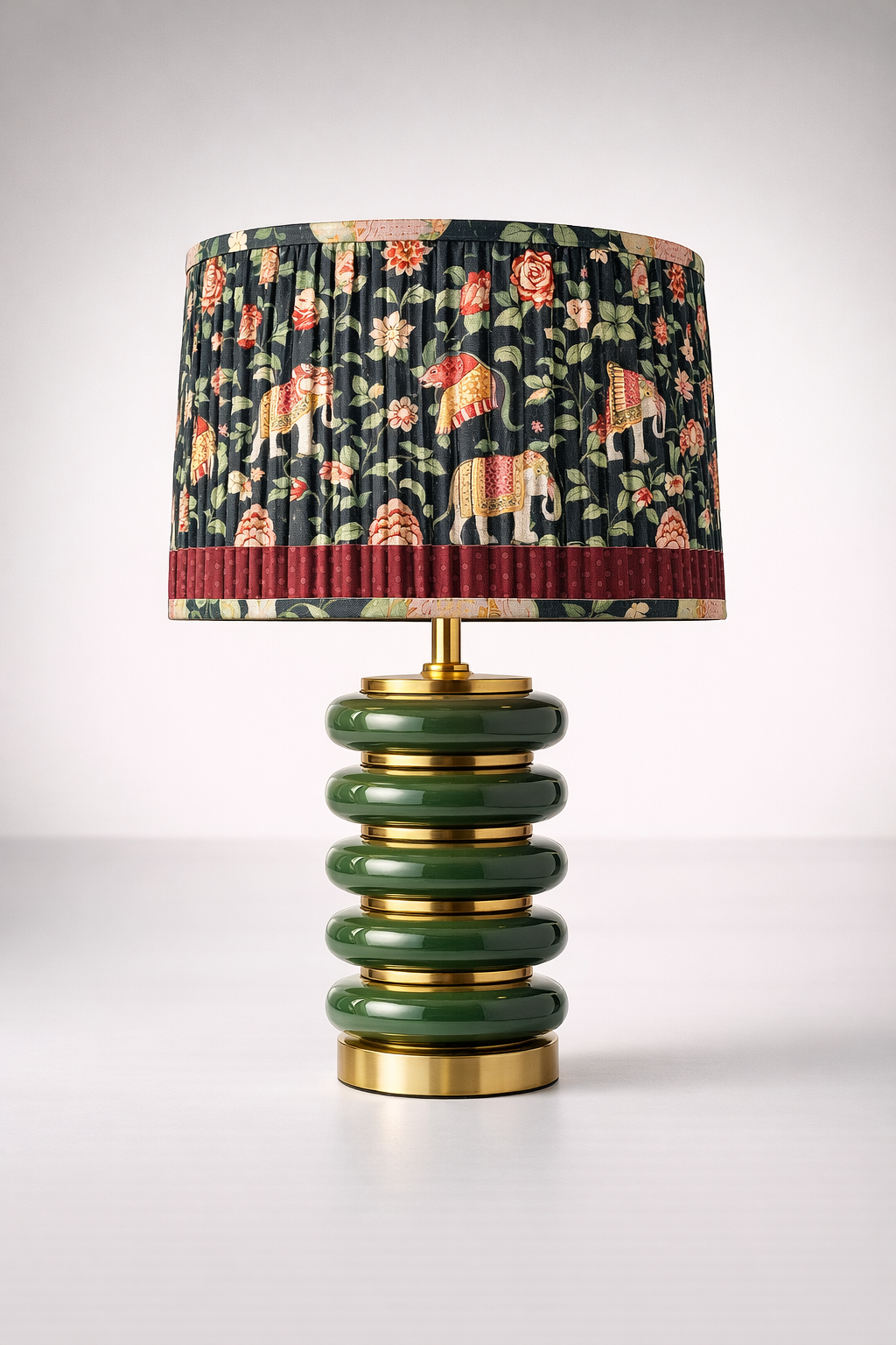 Bottle Green Lamp Base Elephant Shade