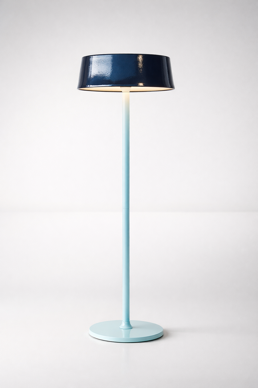 Led Pale Blue Lamp Base Navy Saucer Shade