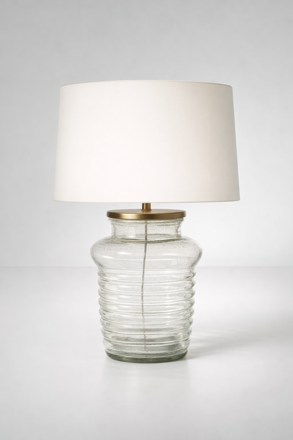 Glass Table Lamp Off White Shade