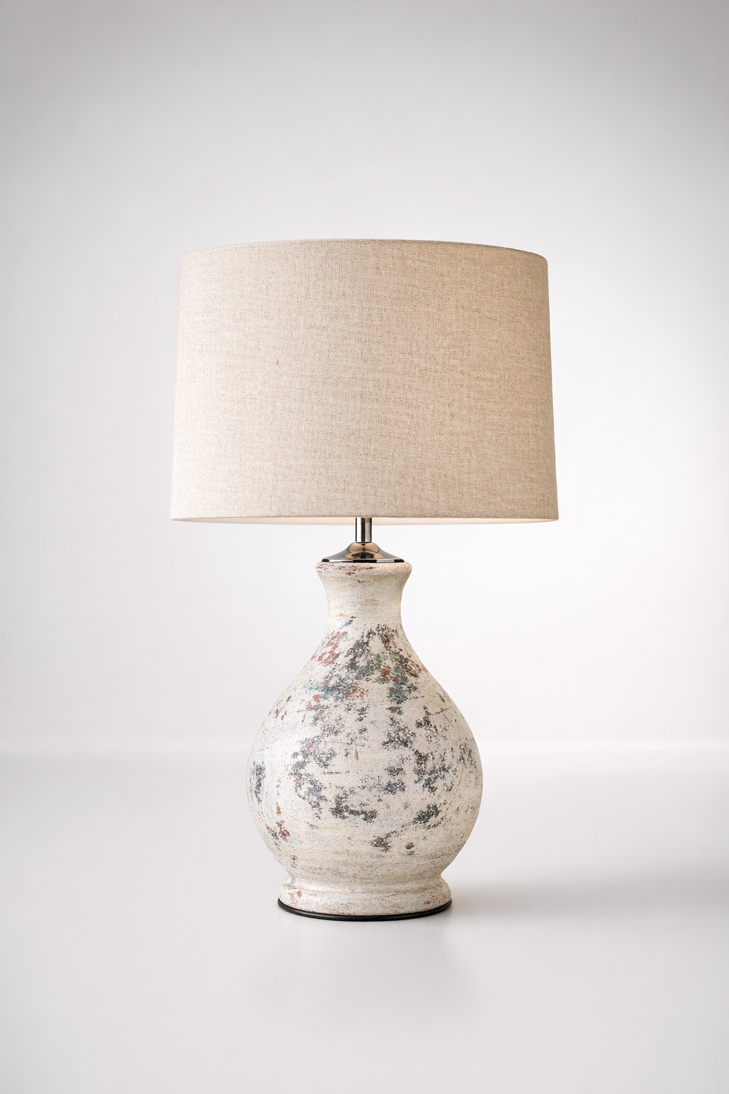 Distressed Natural Lamp Base Beige Shade
