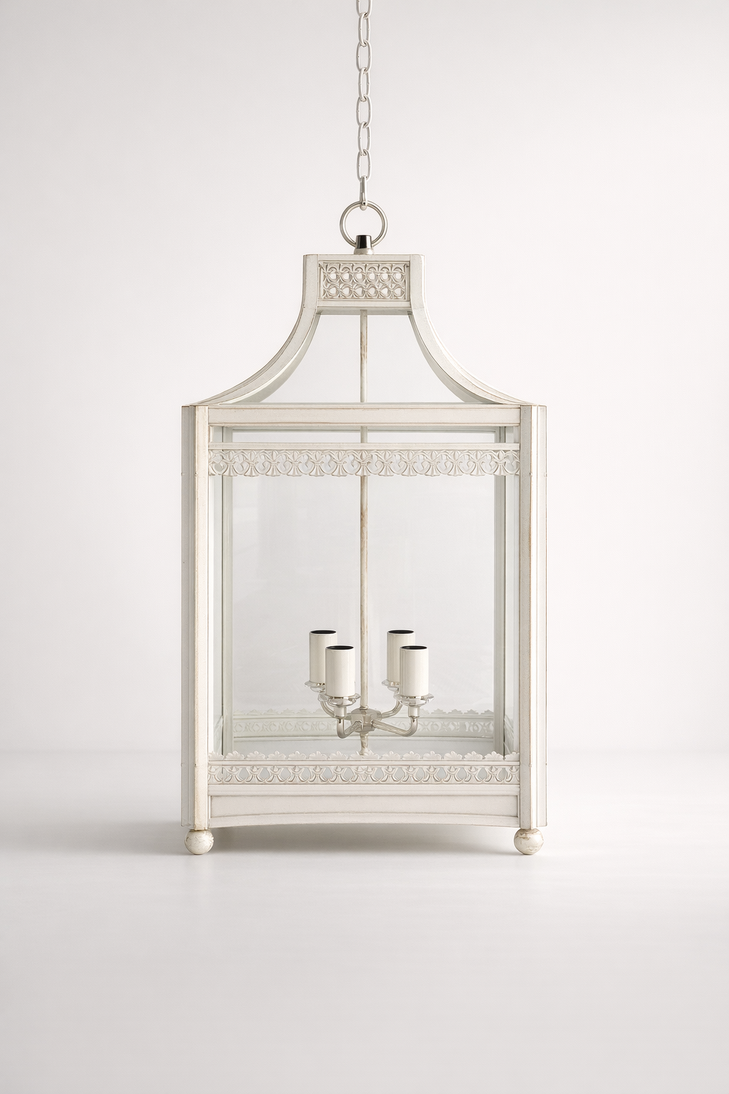 White Electric Hanging Lantern (No Glass)