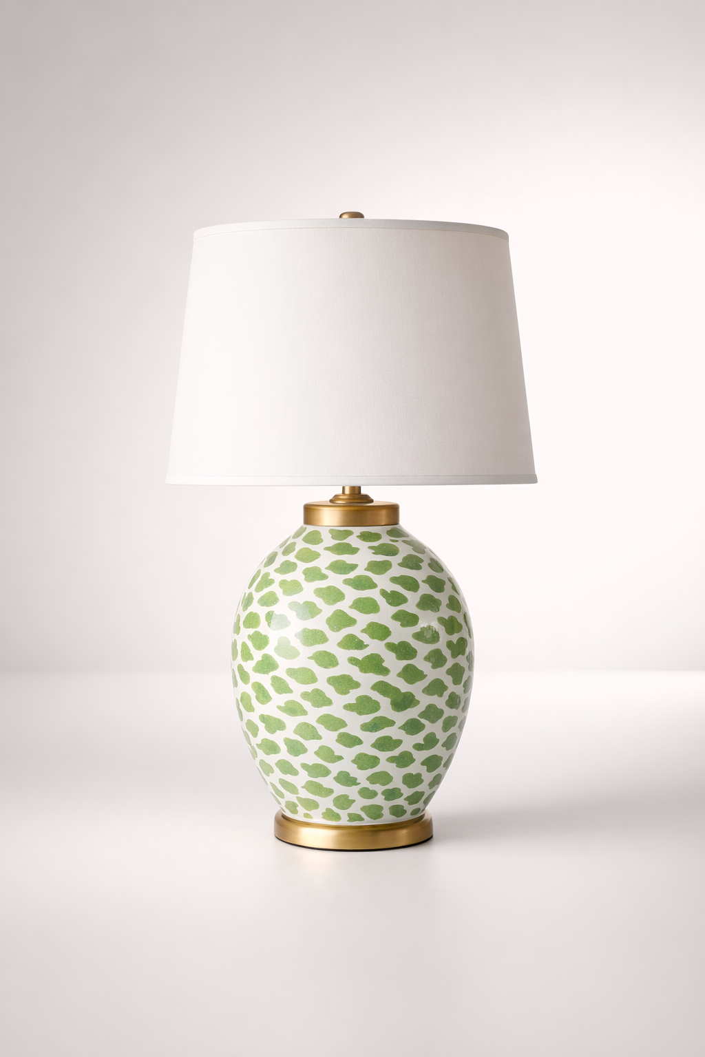 Lime Green & White Blob Lamp Base With Off White Shade