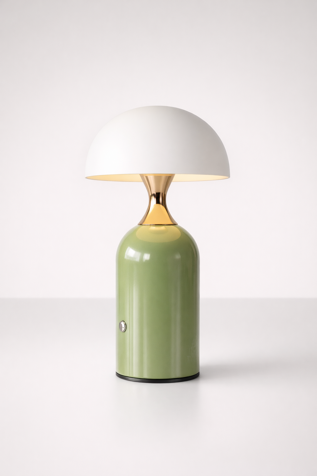 Led Olive Green Lamp Base White Dome Shade