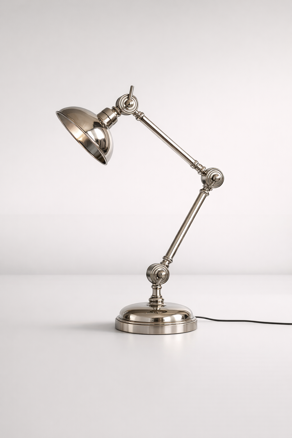 Large Silver Lamp Round Shade & Base